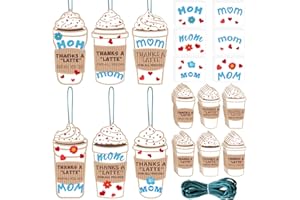 Engrowtic 24 Sets Mother's Day Craft for Kids Mom Thanks a Latte Sign Craft Kit Make Your Own Mother's Day Craft for Kids Mother's Day Gift Classroom Game Party Favor Fun Activities