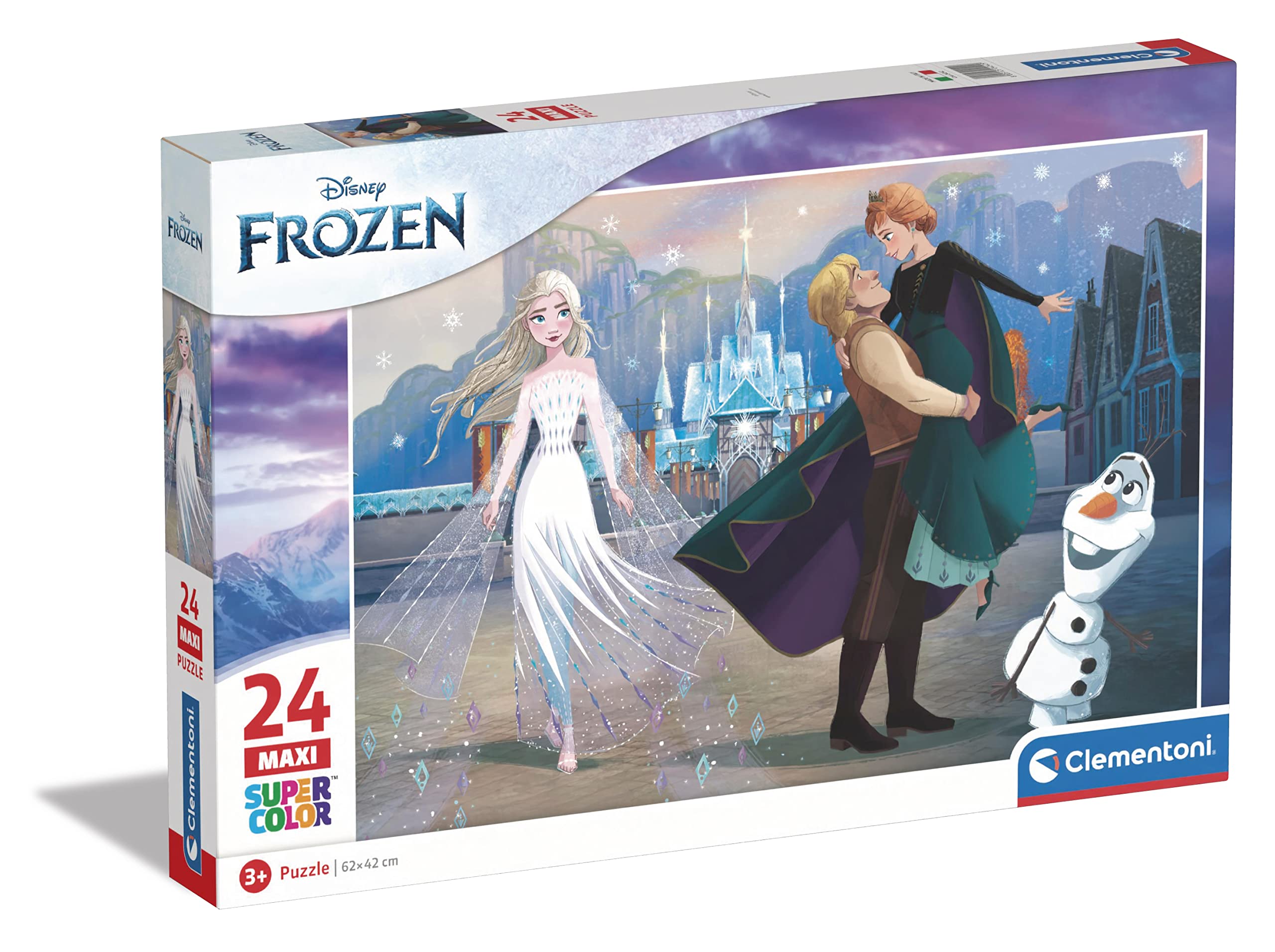 Clementoni - 24242 - Supercolor Puzzle - Disney Frozen - 24 Maxi Pieces, Jigsaw Puzzle For Kids Age 3, Puzzle Cartoon, Made In Italy