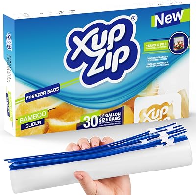 XupZip 4.55L Slider Freezer Bags, Airtight & Leakproof, 30 Pcs