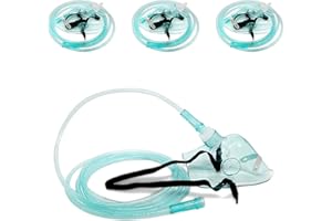 FOQITOXI 3 Pack Adult Europe Oxygen Mask for Oxygen Generator with 6.6' Tubing and Adjustable Elastic Strap(Size L)
