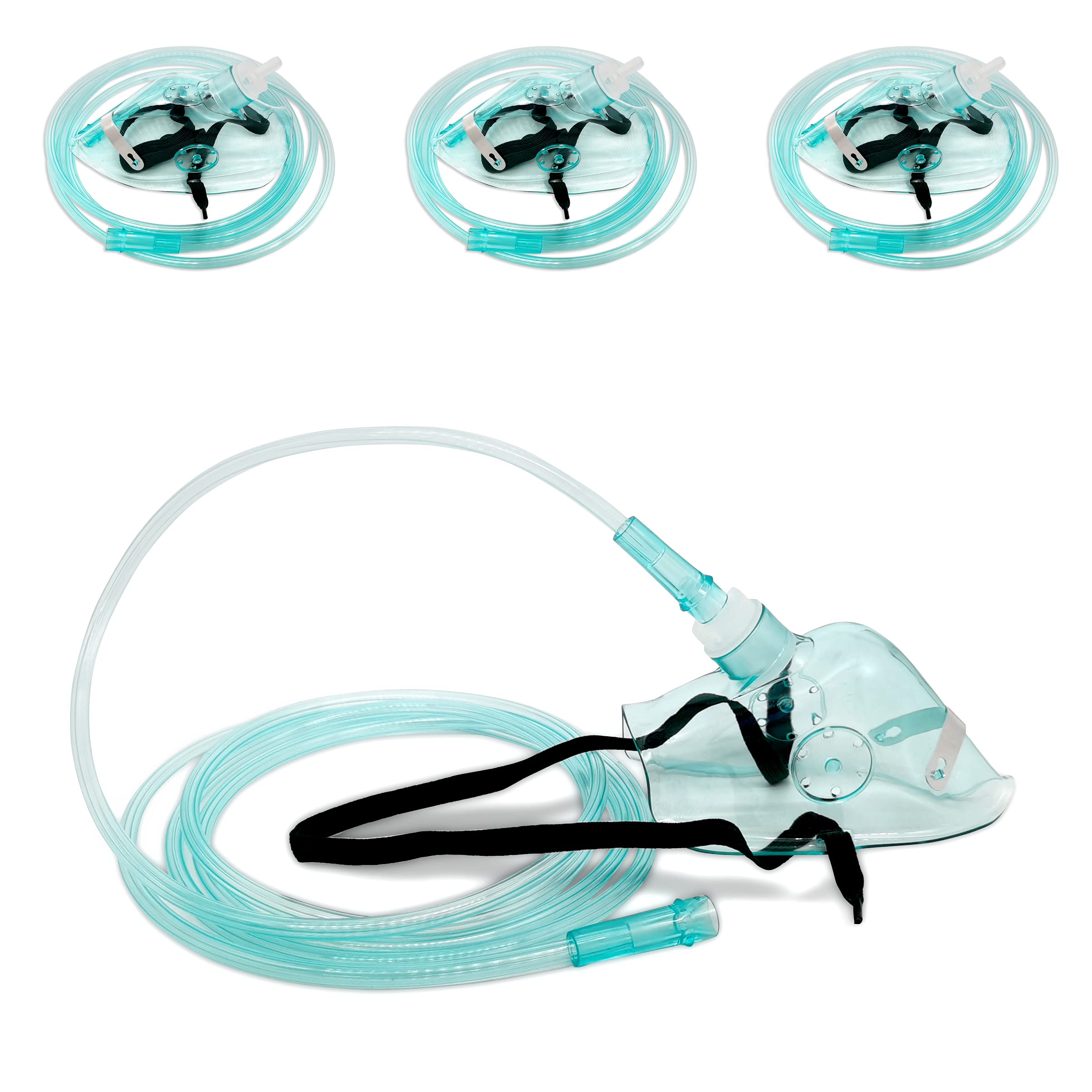 foqitoxi 3 Packs - European Standard Adult Oxygen Mask with 6.6 Inch Tubes and Adjustable Elastic Band | O2 Breathing Mask