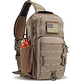 Rover Sling Pack Tactical Shoulder Sling Bag Backpack with Bottle Holder Crossbody Chest Bag, Coyote