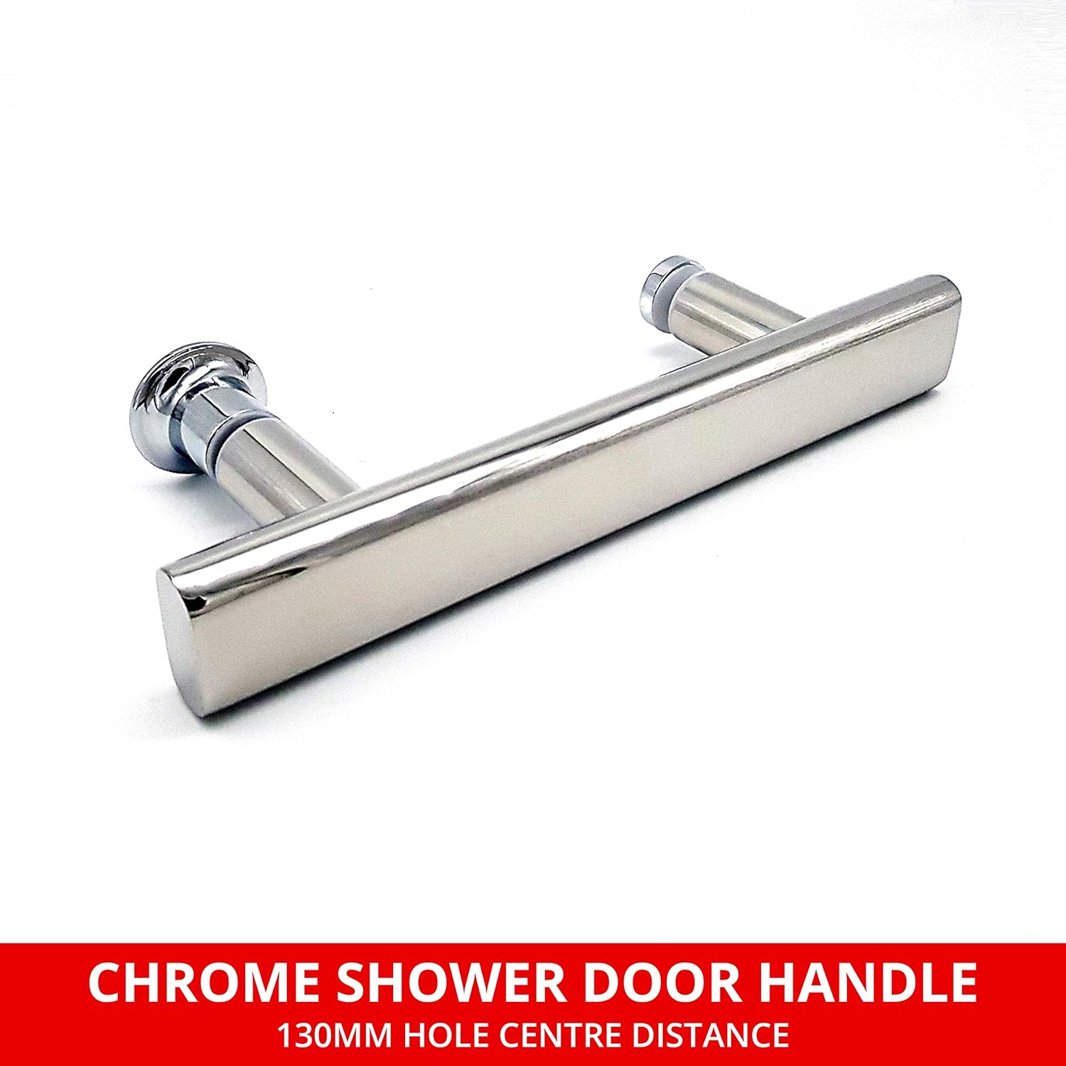 Chrome Shower Door Handle 130mm Hole Centres 205mm Long Suitable