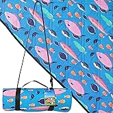 PICYALO Outdoor Picnic Blanket Blue Ocean 80"x80" Oversize Sandproof Beach Blanket Waterproof Picnic Blankets Foldable for Caming, Beach, Outdoor Activities.
