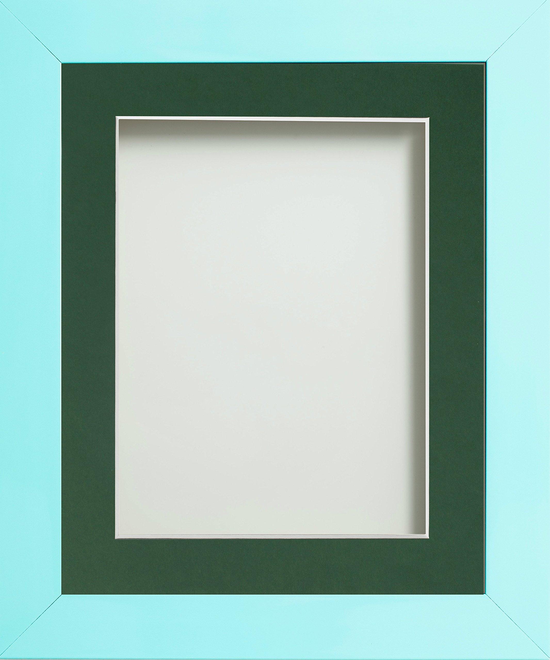 Frame Company Candy Range Aqua Blue 9x7 Frame With Bottle Green Mount for image size 6x4 inches