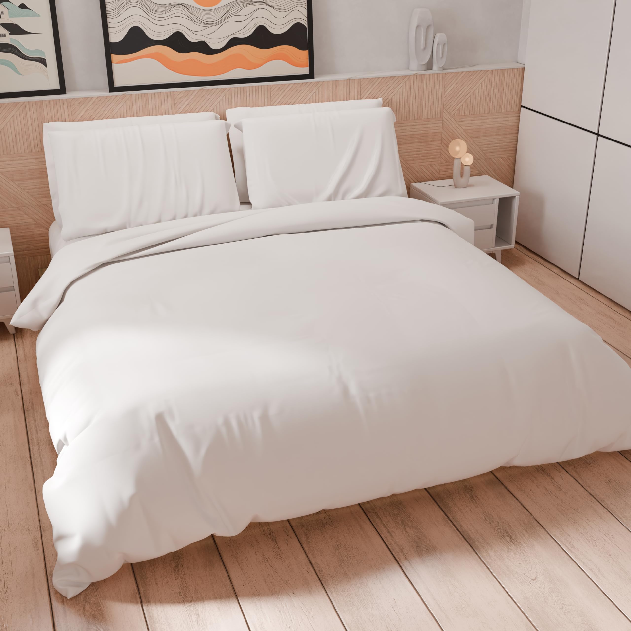 PETTI Artigiani Italiani - Double Duvet Cover, Duvet Cover and Pillowcases in Microfiber, Plain White, 100% Made in Italy