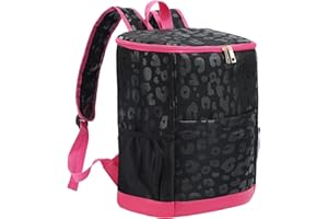 LEZIAZANY Cooler Backpack Women Leopard Leak Proof Backpack Cooler Bags Lightweight Soft Lunch Backpack with Cooler Compartment,Wine Cooler for Hiking Camping,24 cans……