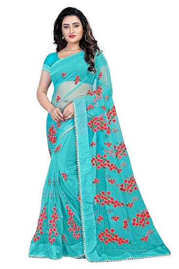 banarasi net with blouse piece (1199_saree_Multi_Free Size)