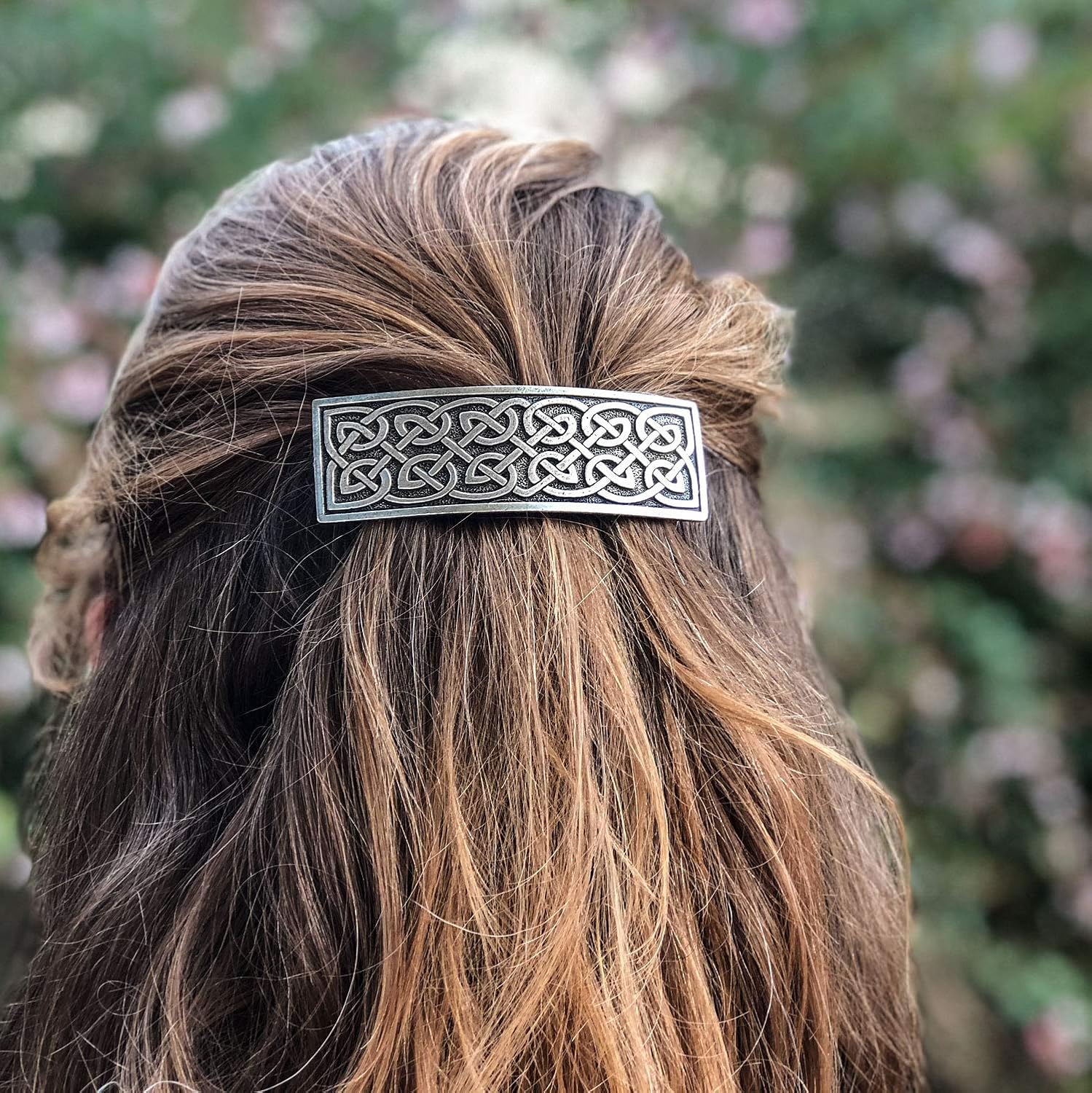 Large Celtic Hair Clip, Large Hand Crafted Metal Barrette Made in the USA with an 80mm Imported French Clip by Oberon Design : Beauty