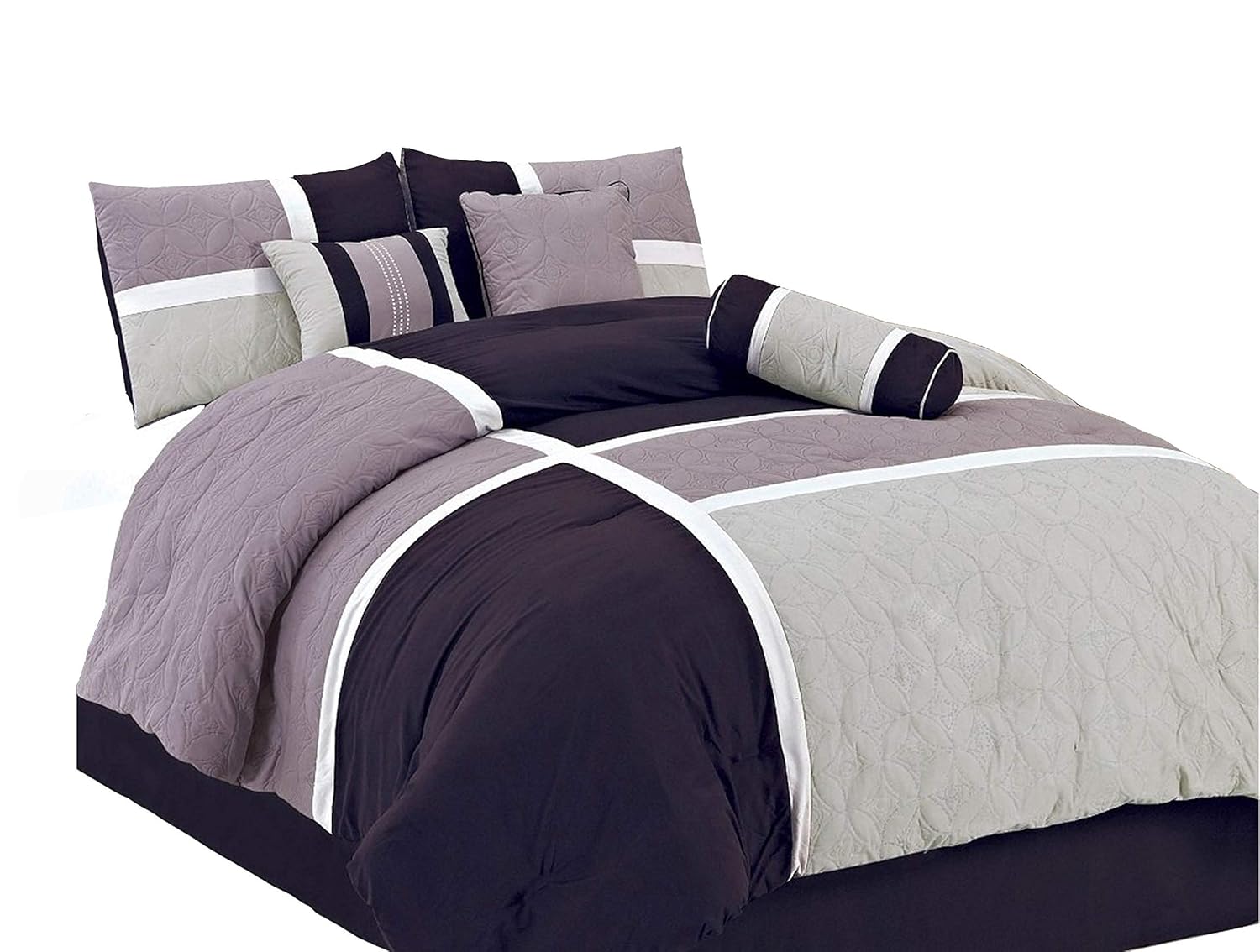 Chezmoi Collection 7Piece Quilted Patchwork Duvet Cover Set, King