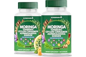 SUPERFOOD MD Moringa Supplement | Turmeric, Ginger, Boswellia, Saffron, Holy Basil, Nettle -Support Supplement for Women and Men with Ceylon Cinnamon, Quercetin, Tart Cherry- 240 Capsules