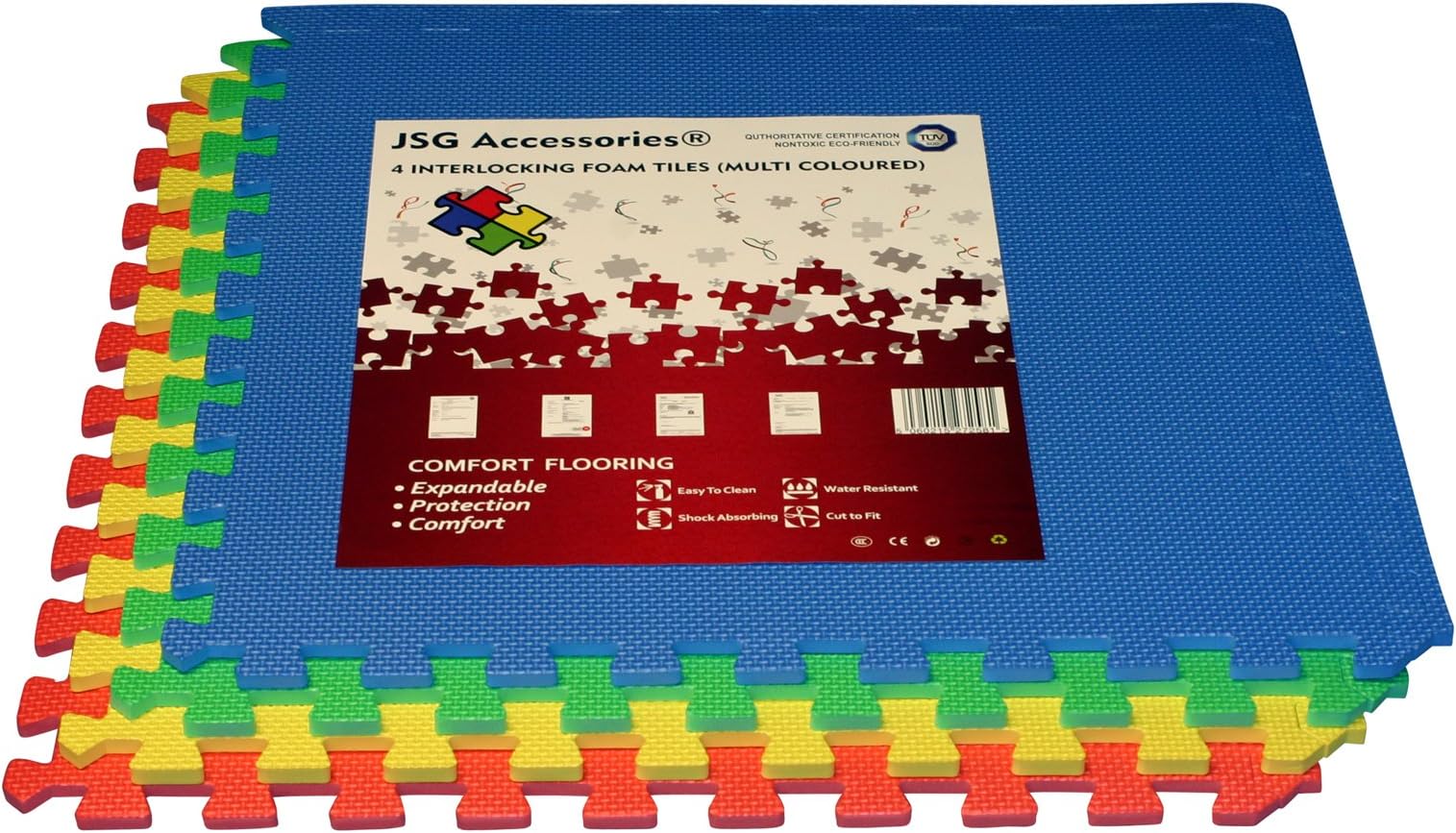 JSG Accessories® Interlocking Large EVA Foam Puzzle Tiles Protective Flooring Mats 60x60 for Fitness Exercise Training Pilates Home Workout Yoga Gym Kids 10mm Thick