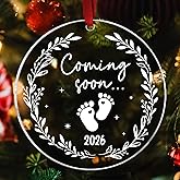 Baby Coming Soon 2026 Ornament Acrylic - Expecting Baby Mom Dad Ornament Xmas Gifts - Pregnancy Announcement Onrament for Family, Husband, Grandparents, Aunt - Expecting Parents to Be Unique Gifts