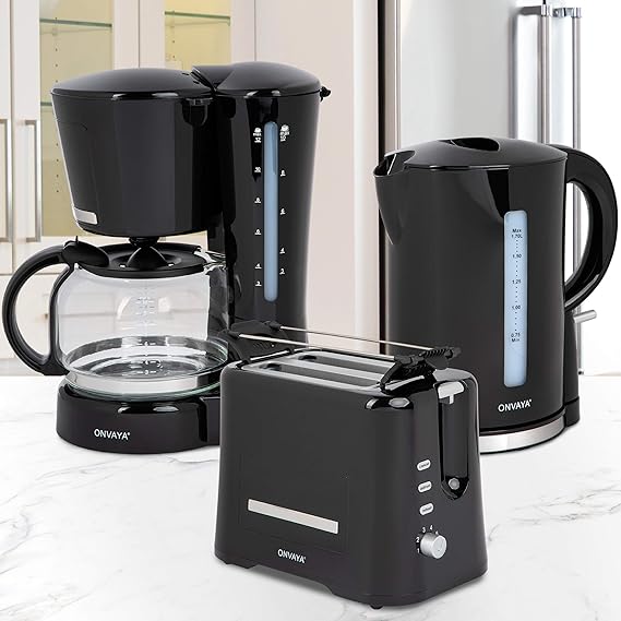 ONVAYA® Frühstücksset 3-teilig | Kaffeemaschine Toaster Wasserkocher