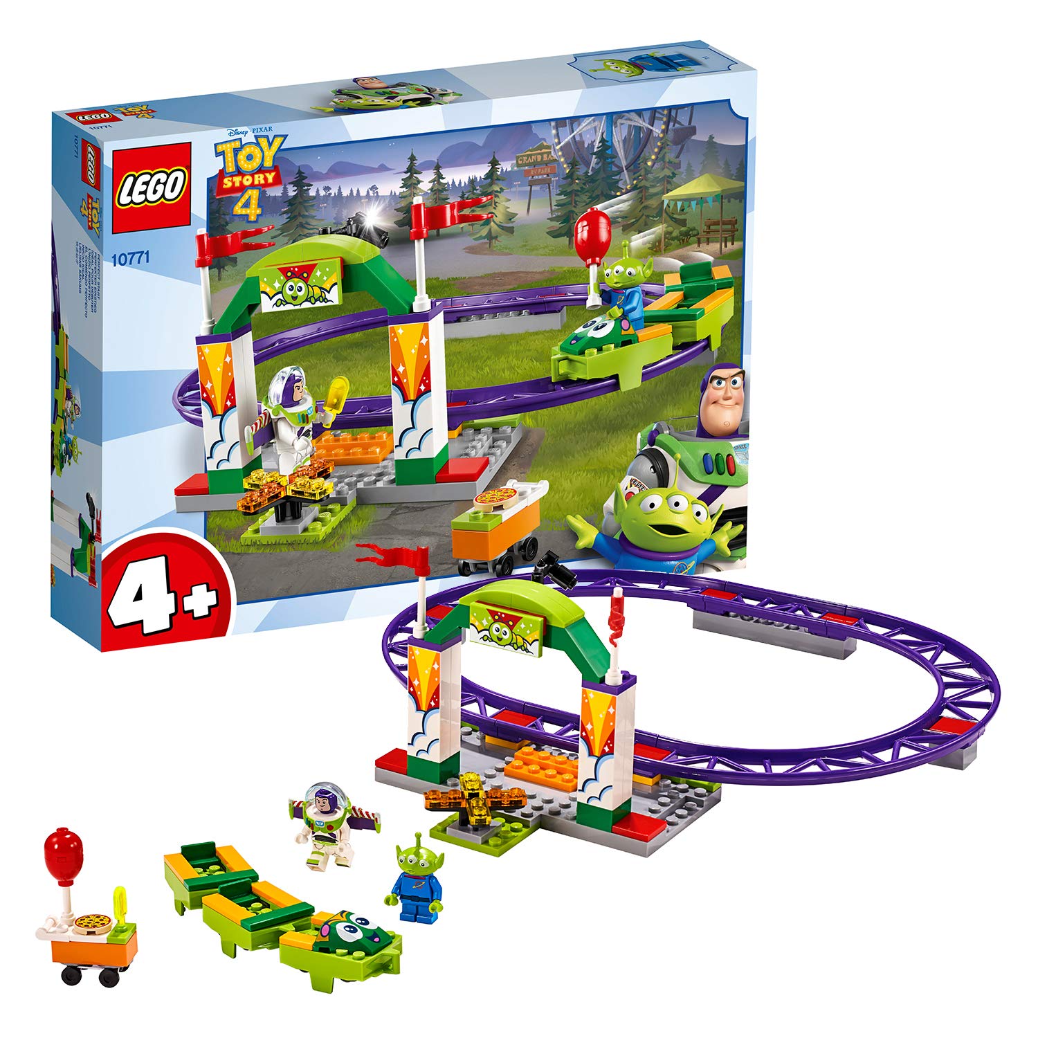 LEGO 10771 4+ Toy Story 4 Carnival Thrill Coaster with Buzz Lightyear and Alien Minifigures
