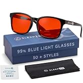 Sleep ZM Blue Light Blocking Glasses for Sleep - 99% Amber, Black Wayfarer | Eases Migraines, Great for Screens, Gaming &amp; Focus, Comfy Fit