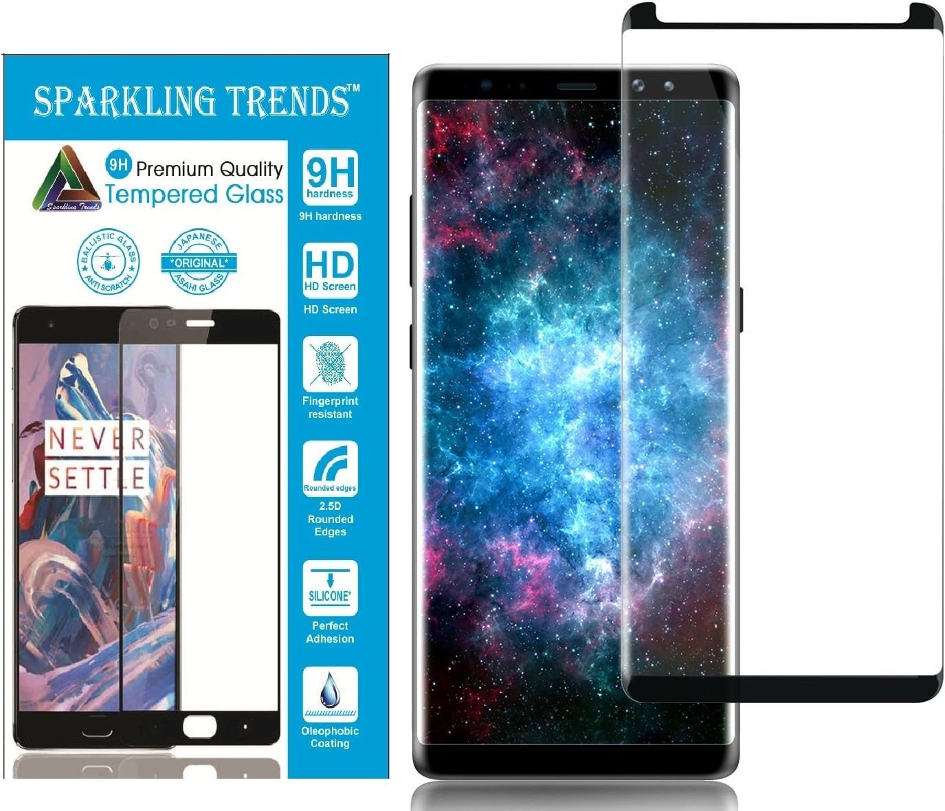 SPARKLING TRENDS 3D Tempered Glass Screen Protector for Samsung Galaxy Note 8 (Black)