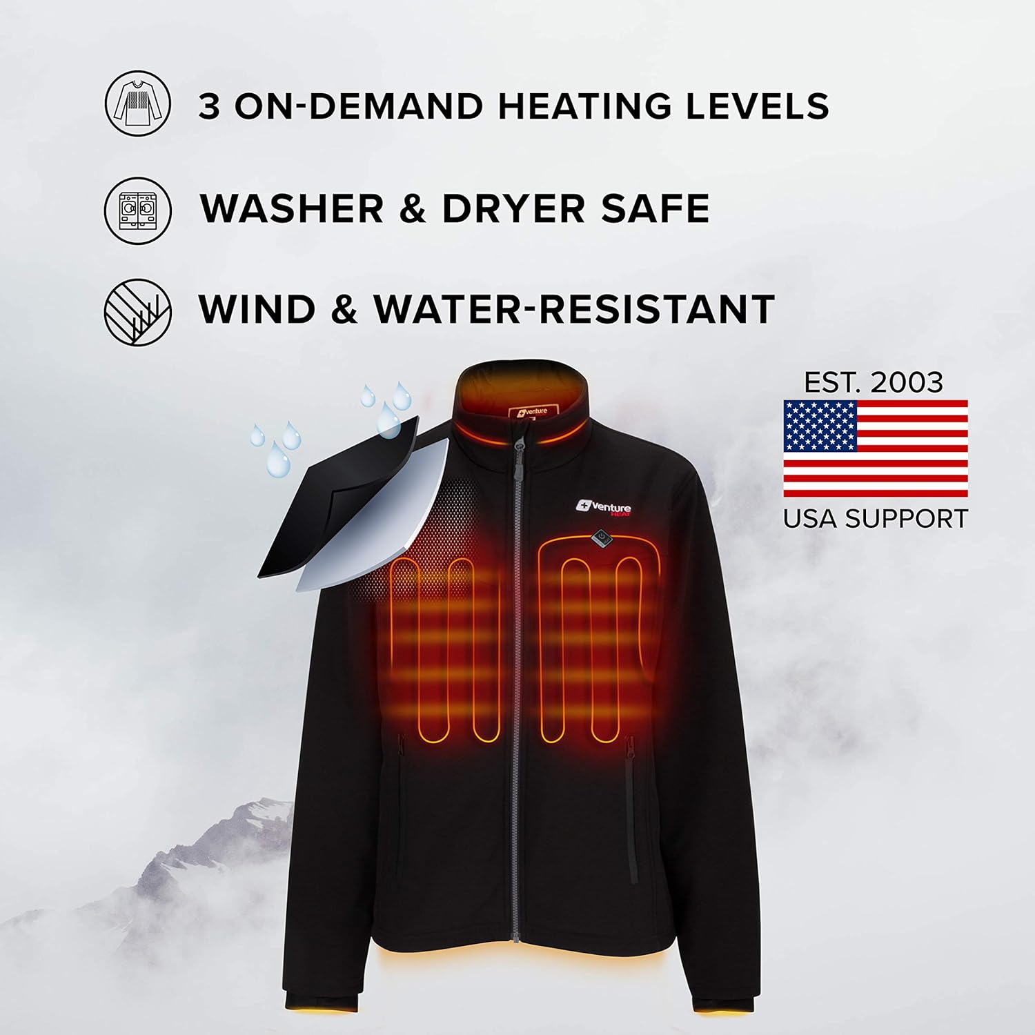 Venture Heat Women's Softshell Heated Jacket with Battery - Windproof Electric Insulated Coat, Outlast 2.0 at  Women's Coats Shop
