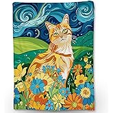 Ti Caldi Cat & Flowers Flannel Throw Blanket, Soft Cozy Lightweight Animal Blankets Ideal for Couch, Bed, Travel, Outdoor & Home Decor, Warm Fluffy Fuzzy Blanket for Adults Kids 60×50 in
