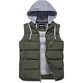 CREATMO US Men's Outdoor Winter Vest Outerwear Removable Hooded Padded Puffer Sleeveless Vest