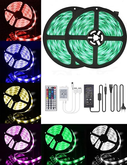 LED-Streifen-Licht 10M, 16 RGB-Farben LED Beleuchtung mit Fernbedienung Dimmen selbstklebend, IP65 Wasserfestes LED Lichterke