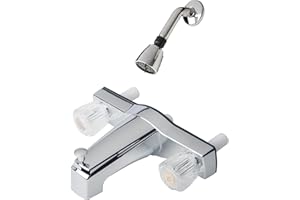 Laguna Brass Builders Shoppe 3310ACP/4010CP Mobile Home Two Handle Non-Metallic 8" Tub Shower Diverter with Shower Head/Arm/Flange Chrome Finish