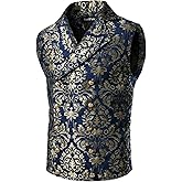 VATPAVE Mens Victorian Double Breasted Vest Gothic Steampunk Waistcoat