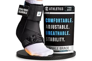 Z ATHLETICS Ankle Brace for Women & Men - Lace Up Adjustable Support with Side Stabilizers for Sprained Ankle, Achilles Tendonitis Relief | Basketball, Volleyball, Running & Sports Recovery