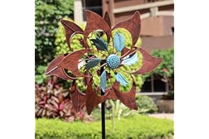 LERFUGI 360 Degrees Metal Swivel Classical Two-Color Windmill Large Wind Spinner for Patio Lawn Outdoor Yard Lawn Garden 70x20 Inches