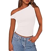 PRETTYGARDEN Women's Off The Shoulder Tops 2026 Summer Crop Top Trendy Casual Spring Fitted Cute Going Out Tshirts Shirts