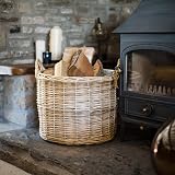 Arthur Cameron Deluxe Circular Wicker Log Basket with Handles & Lining (Large, view 9