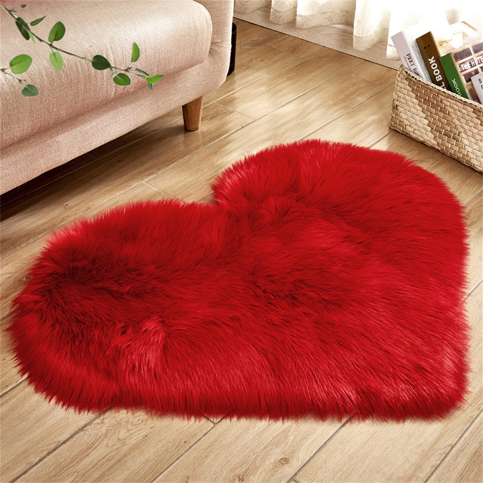 Photo 1 of YRXRUS Heart Rug, Gift for Mother's Day, Red Heart Shaped Rug, Fluffy Faux Fur Rugs, Shag Mats for Bedroom Living Room, Love Coquette Room Decor 2x3 Ft
