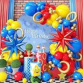 126Pcs Red Blue Yellow Balloon Arch Kit, Cartoon Hedgehog Theme Primary Color Balloon with Gold Circle Explosion Star Foil Balloon Garland Set for Boys Kids Carnival Circus Birthday Party Decorations