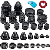 Vrupin 32 Piece Closed Rubber Grommet Firewall Solid Closed Hole Plug Kit, Tower and Round Double Sided Rubber Hole Plugs for