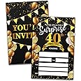 Buildinest Surprise 40th Birthday Party Invitations With Envelopes (20-Pack) | 4"x6" Black and Gold Birthday Invitation Cards | Fill-In Style Confetti Streamers Party Invitations