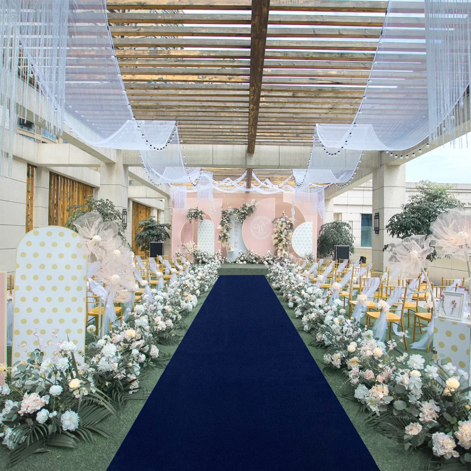 Photo 1 of FUHSY Wedding Aisle Runner Navy Blue Aisle Runner 2FTx15FT Aisle Runners for Wedding Ceremony Outdoor Runway Carpet Outside Wedding Aisle Bridal Runner for Birthday Party Prom Events