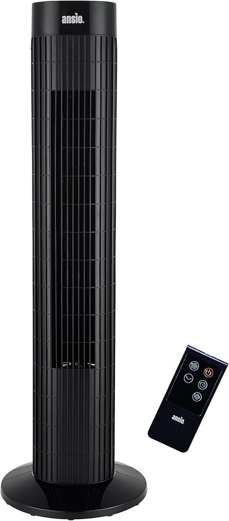 ANSIO Black Oscillating Tower Fan 