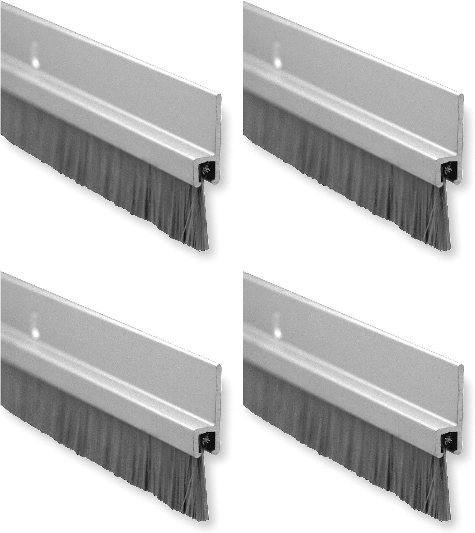 Pemko Aluminum and Nylon Door Bristle Weatherstrip, Clear Anodized, 1/4"W x 96"L x 1-3/8"H (Fоur Расk)