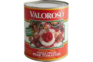 Valoroso Robusto Style Whole Peeled Pear Tomatoes with Basil Leaf, 6-Pound 8-Ounce No. 10 Can