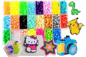 VYTUNG Fuse Beads Kit-4500pcs 24Colors(4 Glow in Dark) 3Pegboards 75 Patterns(15 Full Size) Ironing Papers Tweezers Storage Case Perler Beads Compatible Kit