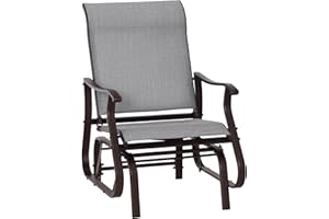 Outsunny Outdoor Glider Chair, Gliders for Outside Patio with Steel Frame and Mesh Fabric for Backyard, Garden, and Porch, Gray