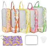 Xmzsdz 7 Pcs Compression Packing Cubes for Travel Luggage, Lightweight Suitcase Organizer Bags Set, Compression Packaging Cube for Travel Essentials, Packing Cubes for Carry on Suitcase