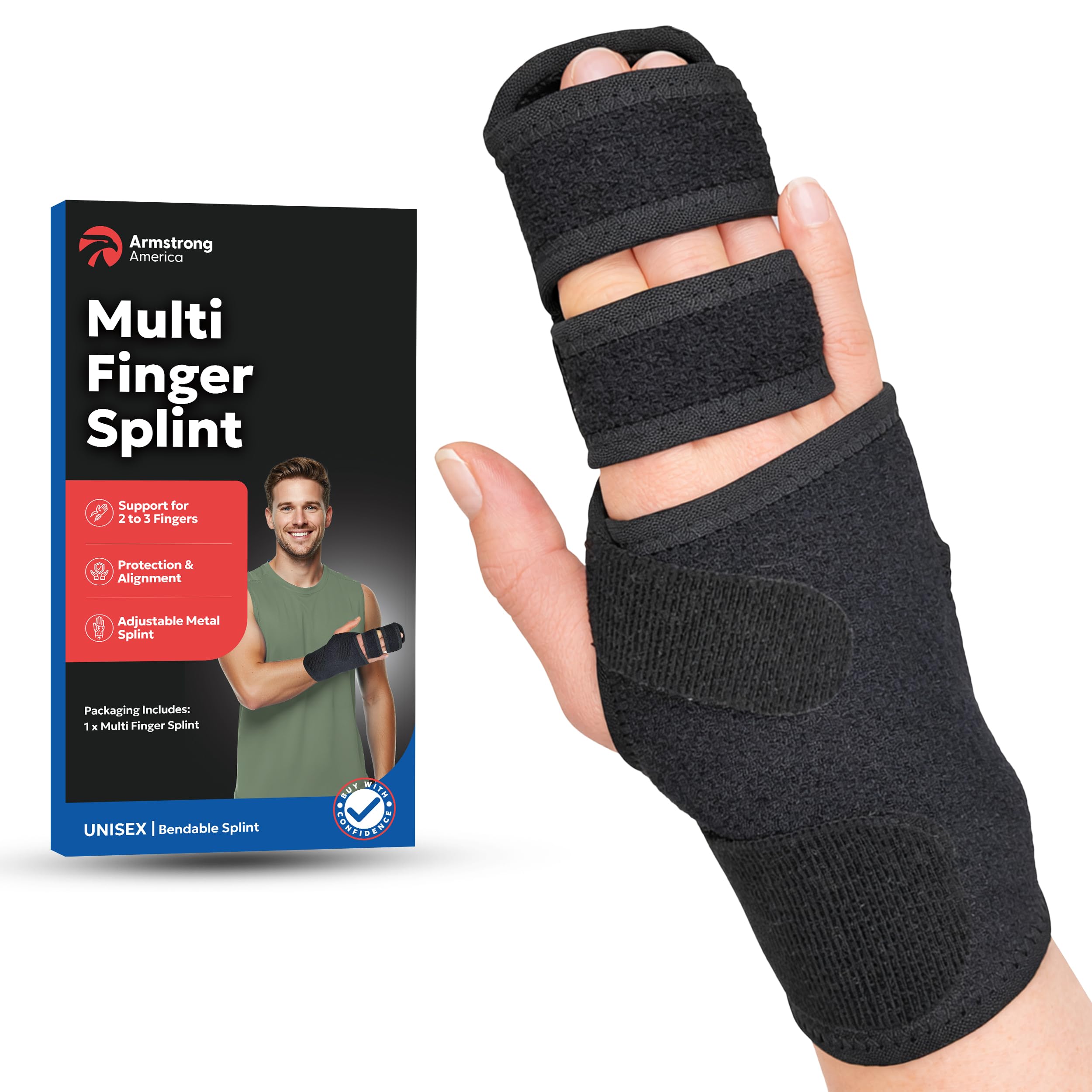 Trigger Finger Splint Finger Brace | Middle Finger Splint | Splint For Fractures, Broken Ring Finger, Arthritis, Tendonitis | Mallet Finger Splint Straightener Immobilizer | (RIGHT LARGE/XL)