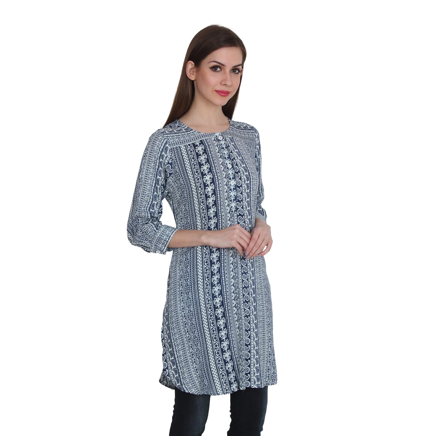 patrorna blended girl's full sleeve a-line tunic tops in multi-colour (lg6s053mc)