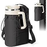 Hilhook Magnetic Gym Bag, 5 Built-in Strong Magnets Gym Water Bottle Carrier Bag with Pockets & Shoulder Strap Compatible with Owala Hydro Flask Stanley, Fits 14-40oz Bottles