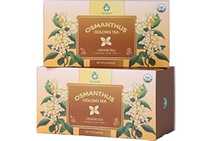 TEAFAY Organic Osmanthus Oolong Tea – 20 Count (40 Cups), 100% Natural, Handpicked, Whole Leaf Pyramid Tea Bags, Individually Wrapped, Delicate Osmanthus Aroma, Caffeinated, Eco-Friendly
