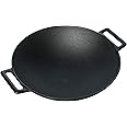 Jim Beam 12'' Pre Seasoned Heavy Duty Construction Cast Iron Grilling Wok, Griddle and Stir Fry Pan