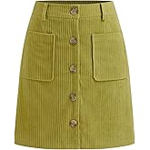 CIDER Womens Corduroy A Line Mini Casual Skirt Button Down with Pocket 2026 Spring