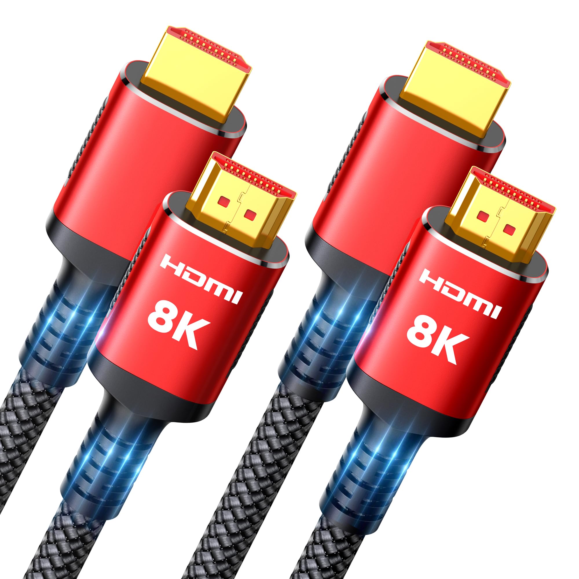 Photo 1 of Snowkids 8K HDMI Cable 2.1 Long 15FT 2-Pack, Ultra 48Gbps High Speed 8K@60Hz 4K@120Hz 144Hz Braided Black HDMI Cord HDCP 2.2&2.3, eARC,HDR10, Dynamic HDR Compatible with TV/PS-5/HDTV