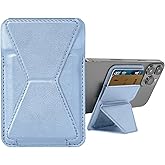 CHARGEWORX Magnetic Wallet for iPhone MagSafe, Slim Card Holder Phone Stand with Strong Magnet Grip, Vegan Leather Minimalist Wallet Case for iPhone 16 15 14 13 12 Pro Max Mini – Blue